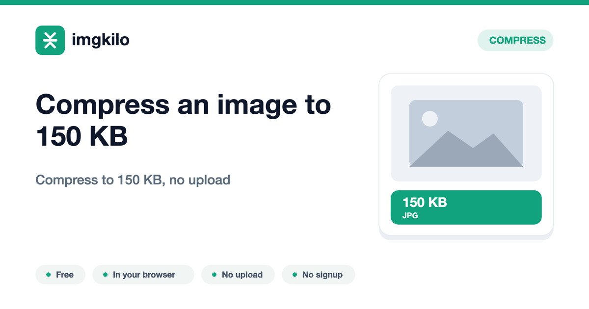 Compress an image to 150 KB