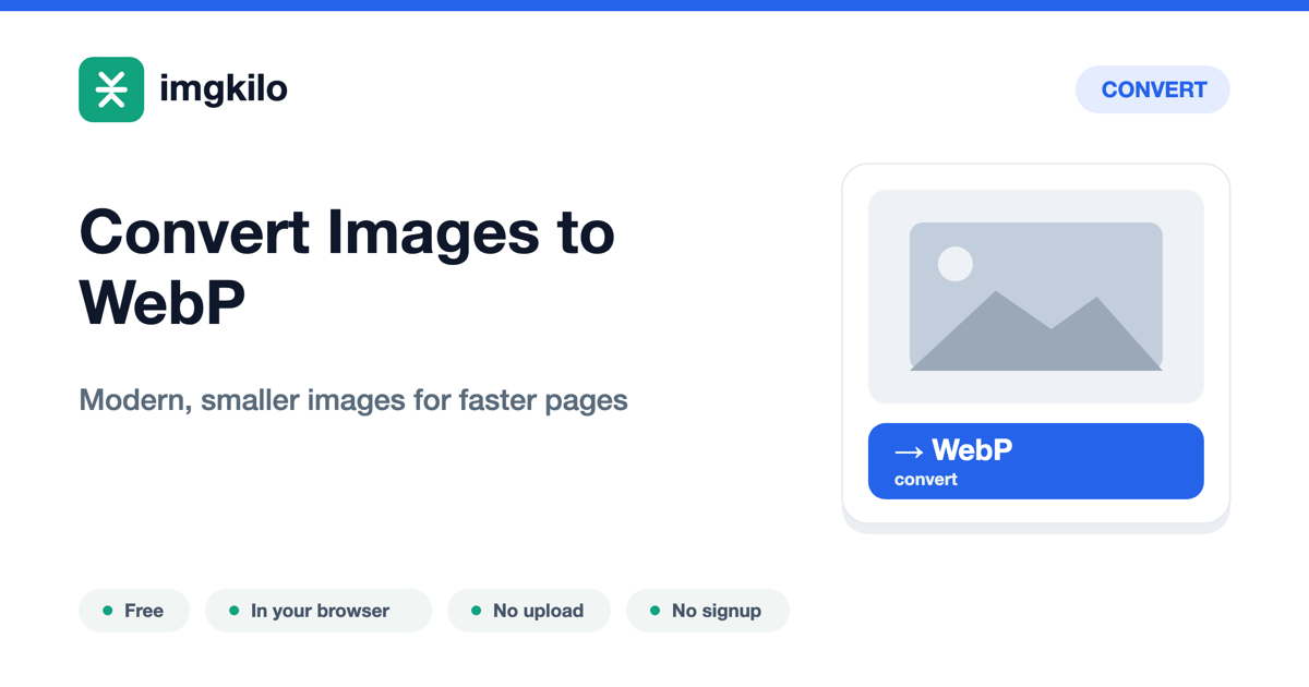 Convert JPG and PNG to WebP online, free