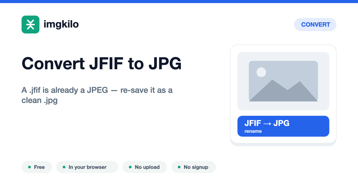 Convert JFIF to JPG online, free