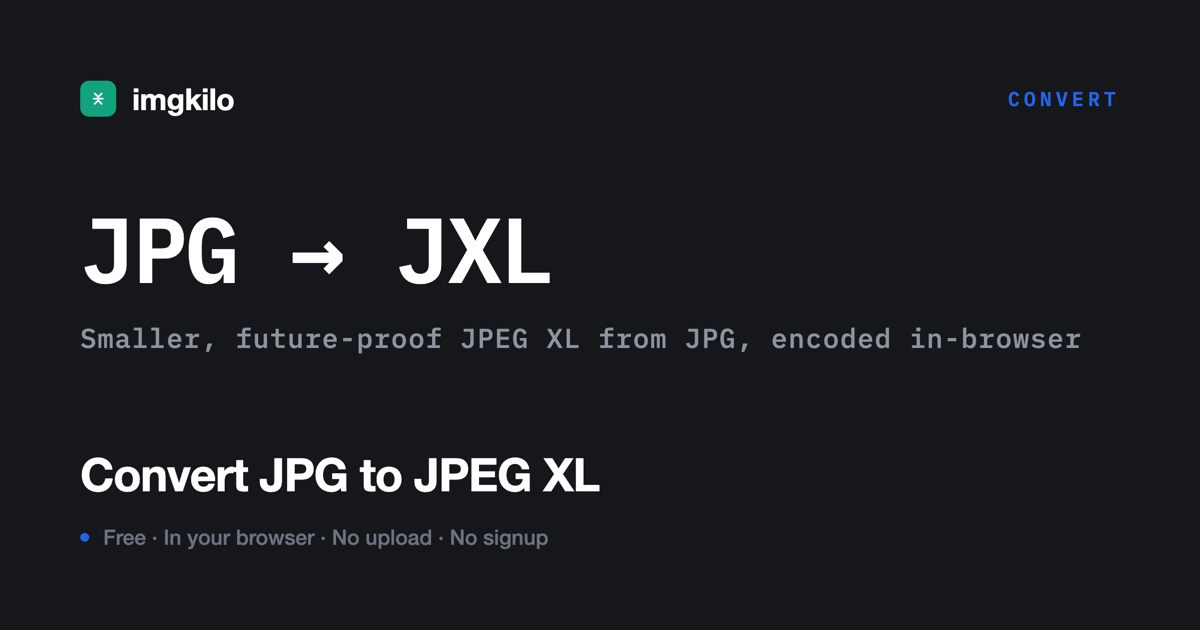 Convert JPG to JPEG XL online, free