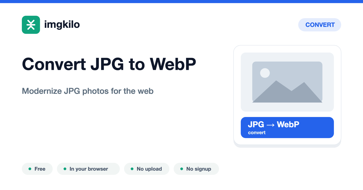 Convert JPG to WebP online, free