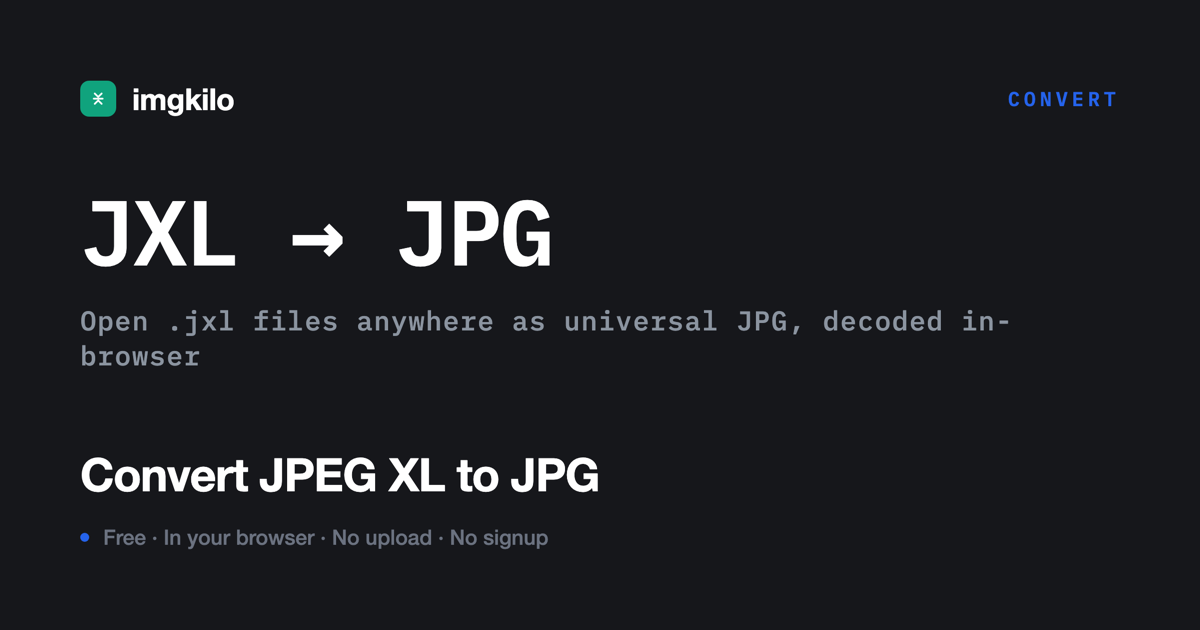 Convert JPEG XL to JPG online, free