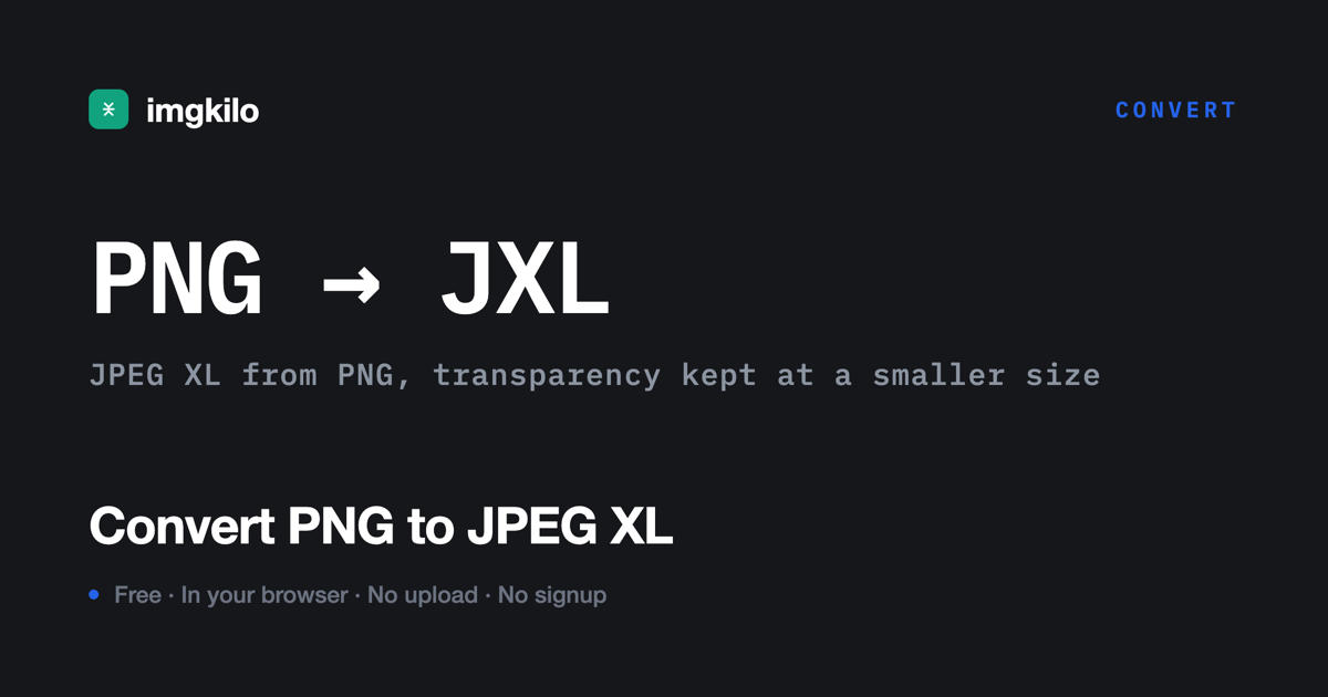 Convert PNG to JPEG XL online, free