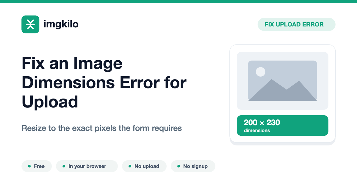 Fix an Image Dimensions Error for Upload