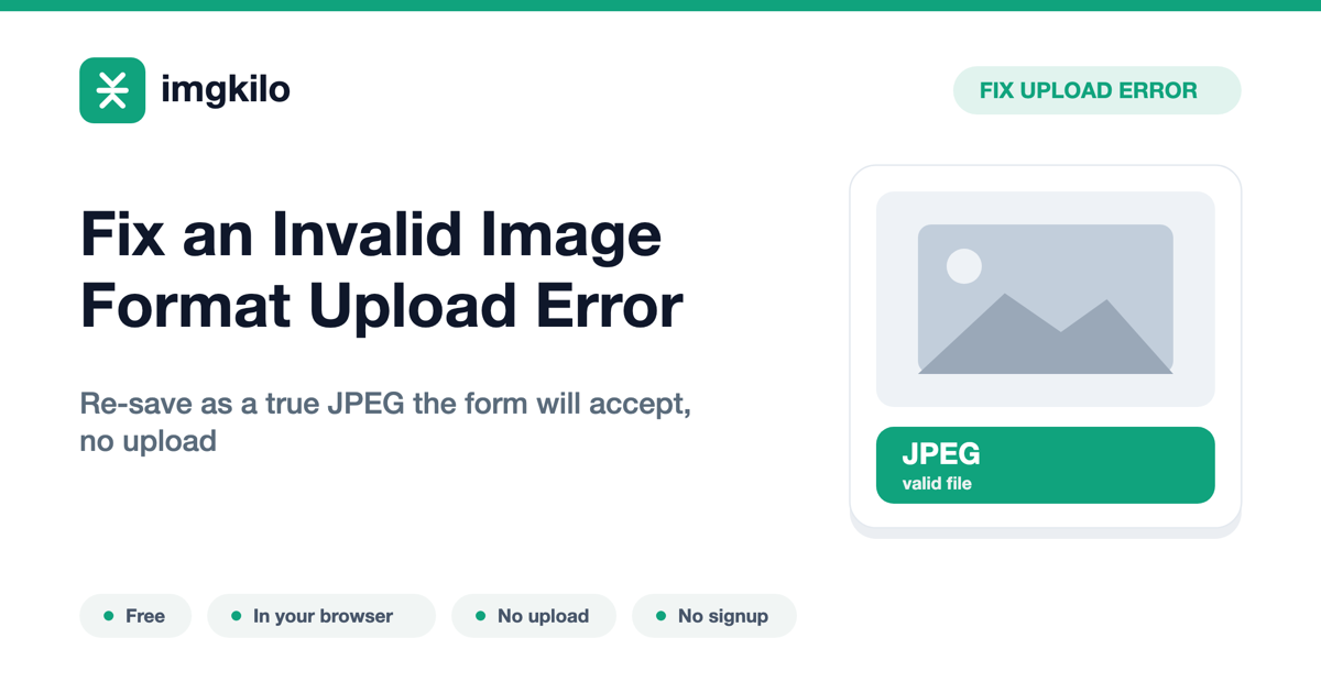 Fix an Invalid Image Format Upload Error
