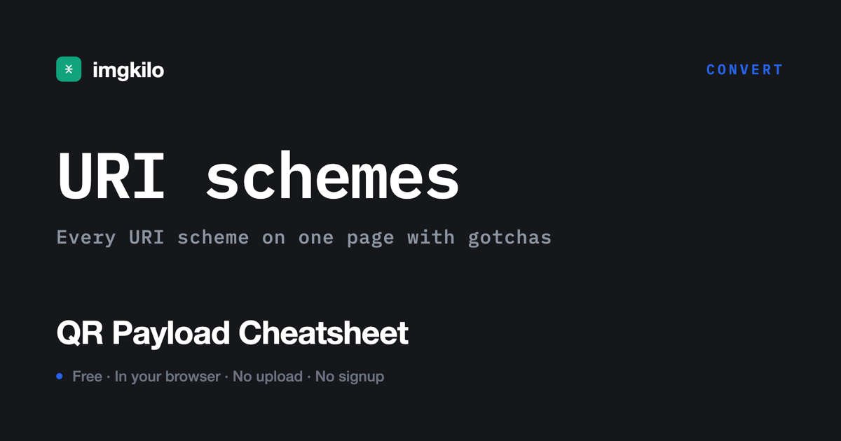 QR payload cheatsheet