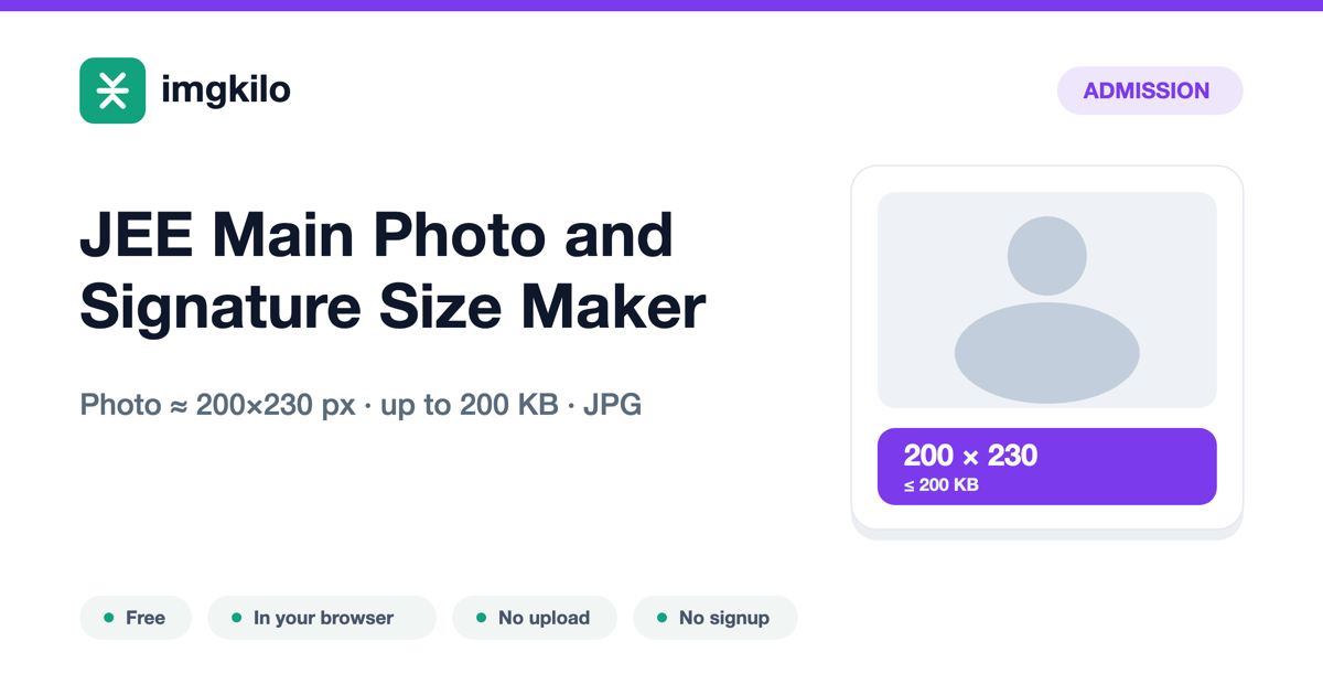 JEE Main Photo and Signature Size Maker