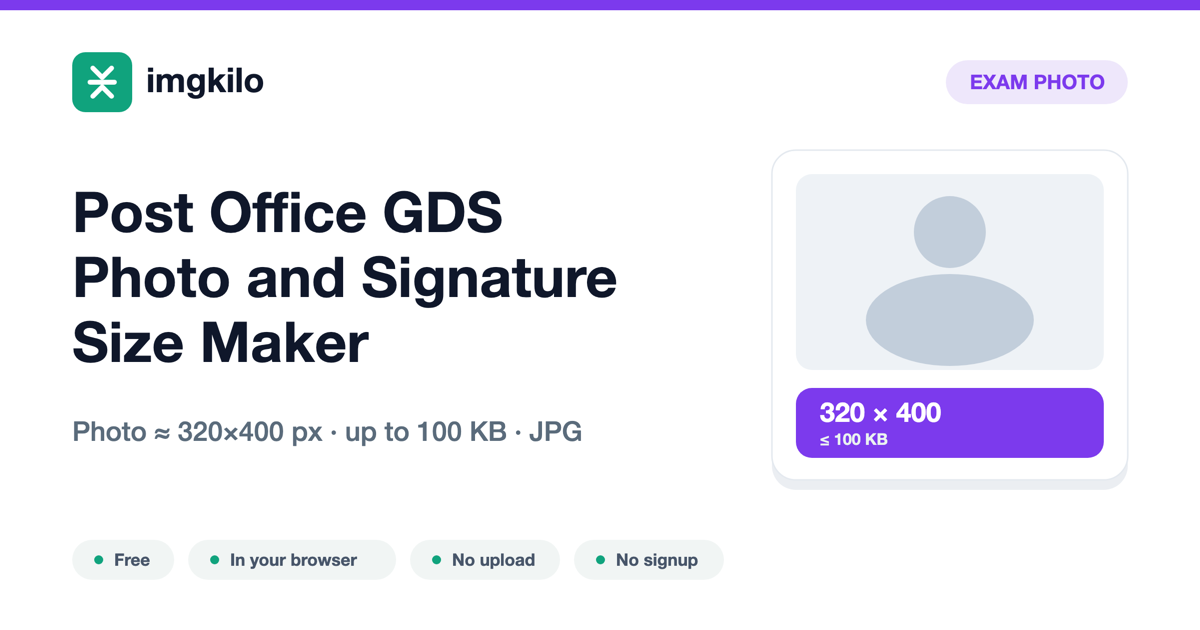 Post Office GDS Photo and Signature Size Maker