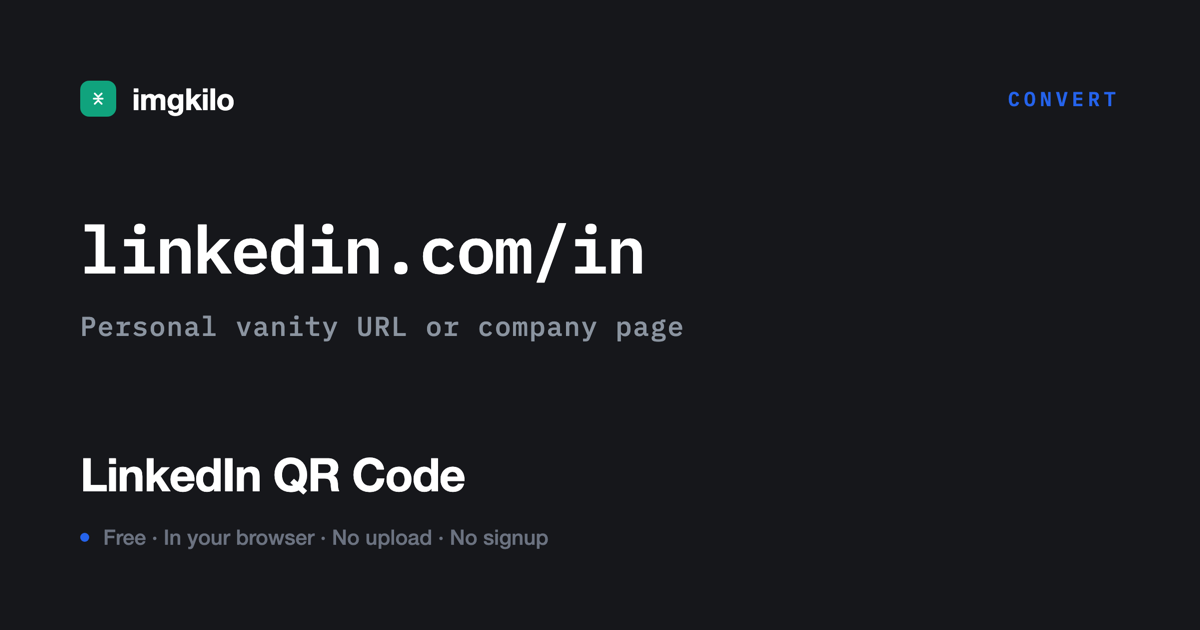 QR code for LinkedIn profile, company page or post