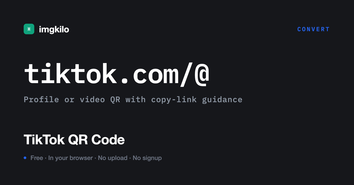 QR code for TikTok profile, video or Shop