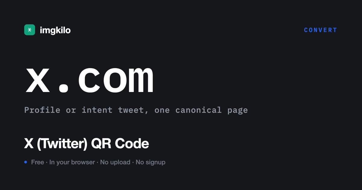 QR code for Twitter (X) profile, post or intent tweet
