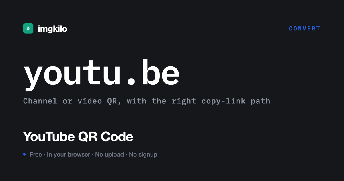 QR code for YouTube channel, video or Shorts