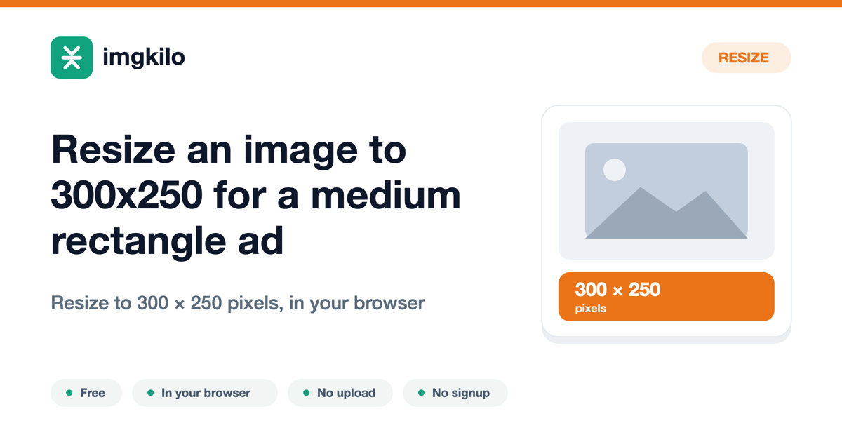 Resize an image to 300x250 for a medium rectangle ad