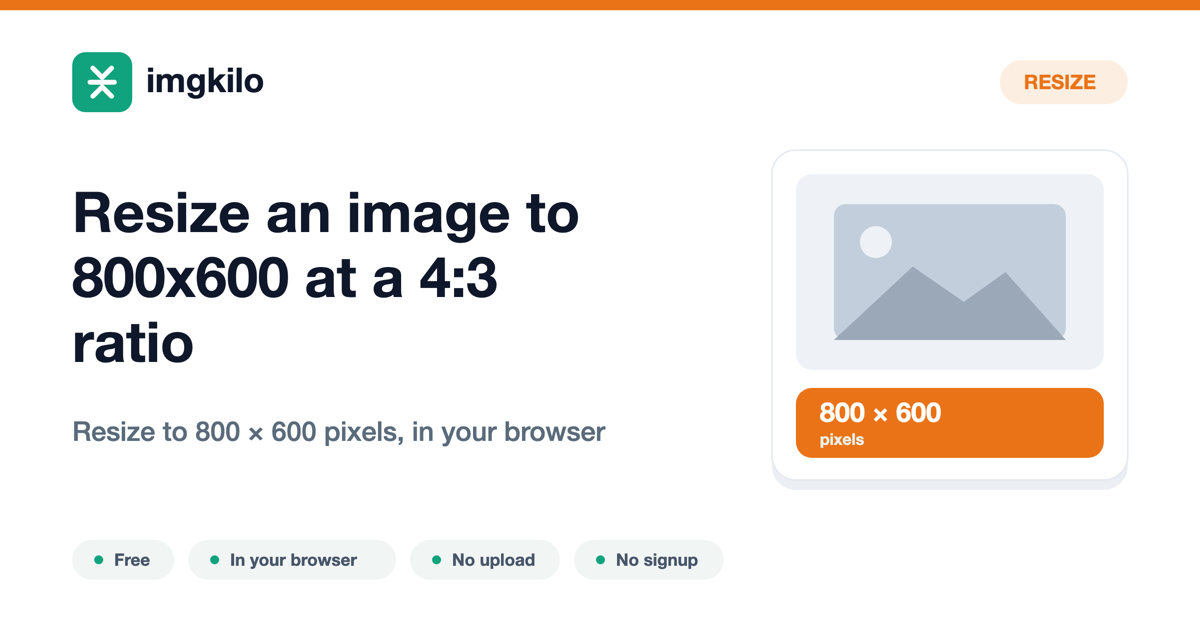 Resize an image to 800x600 at a 4:3 ratio