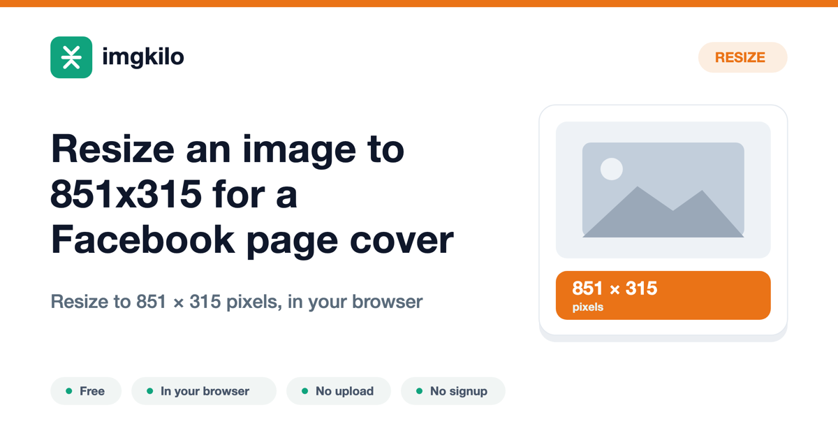 Resize an image to 851x315 for a Facebook page cover