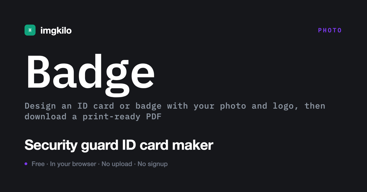 Security guard ID card maker