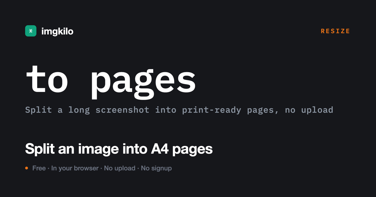 Split an image into A4 pages
