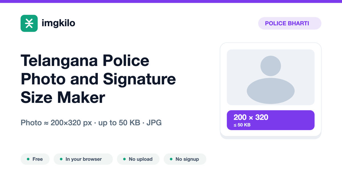Telangana Police Photo and Signature Size Maker