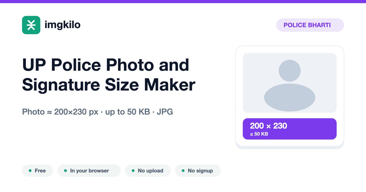 UP Police Photo and Signature Size Maker
