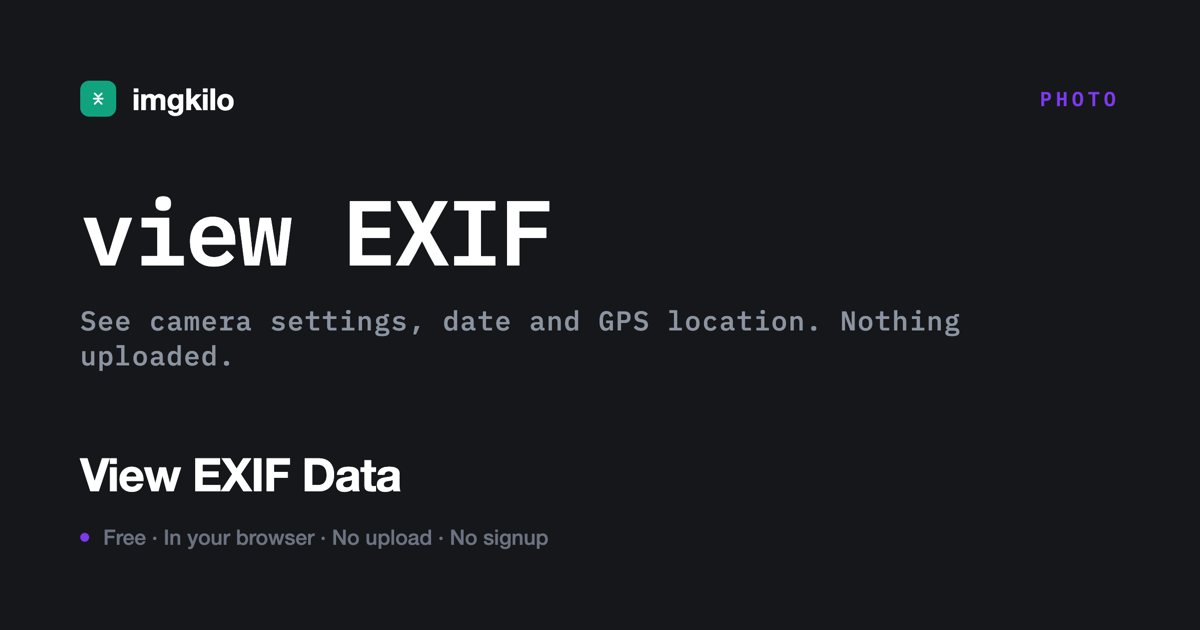 View EXIF data from your photos, free